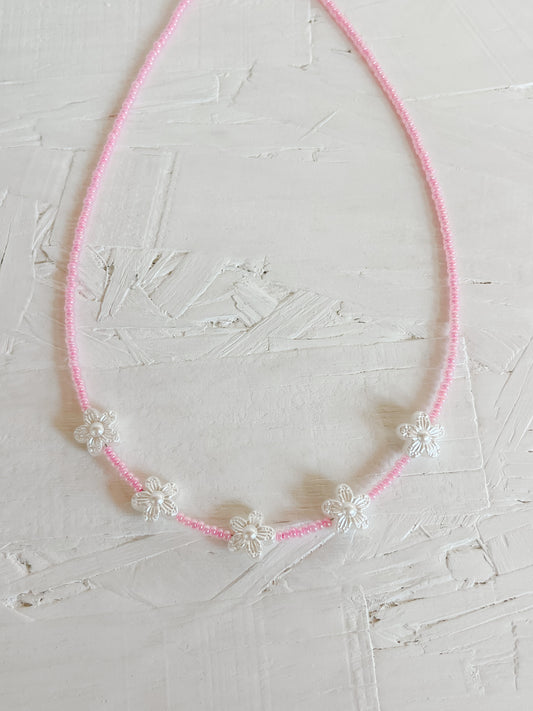 Light pink flower choker