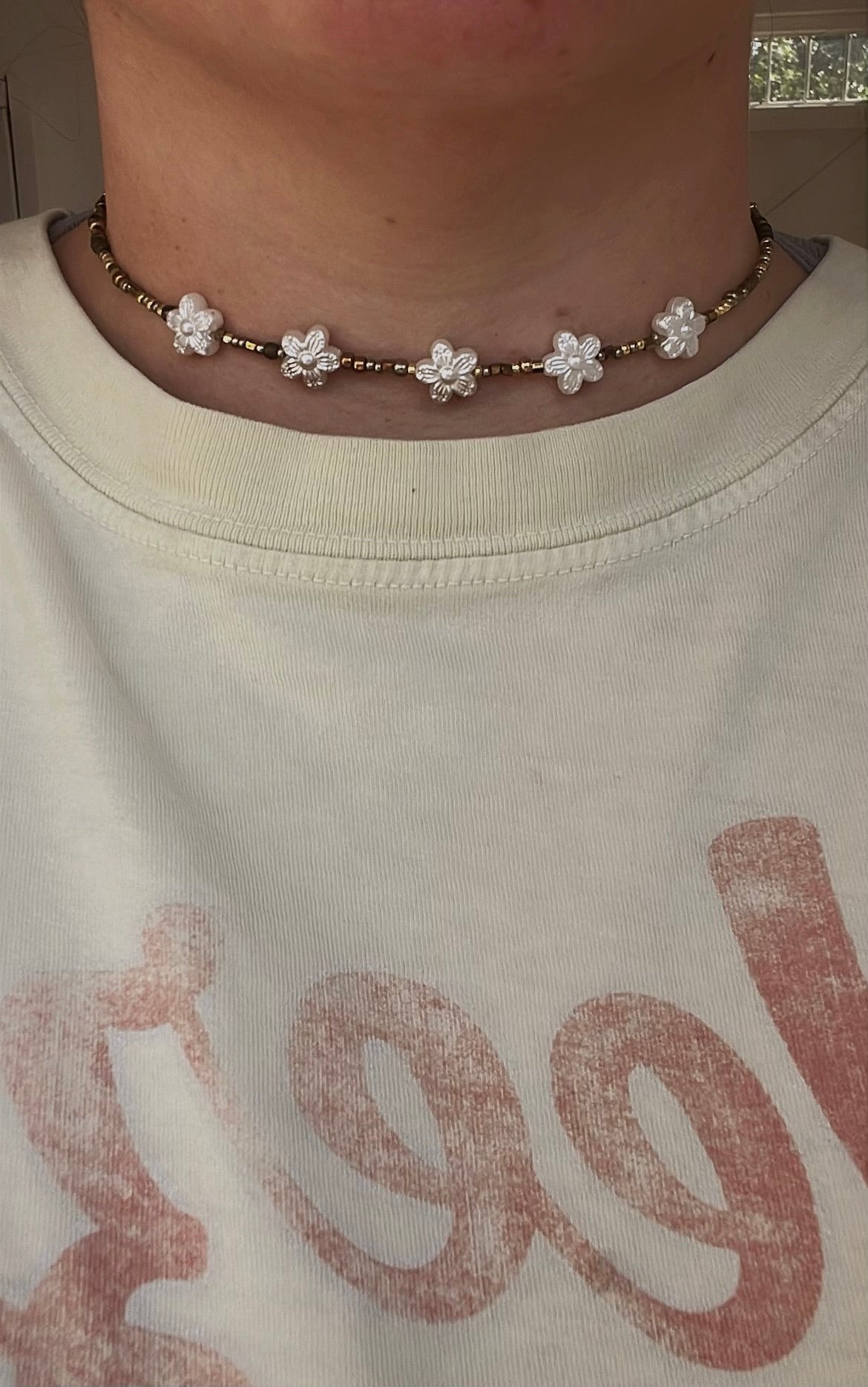 Mixed metals flower choker