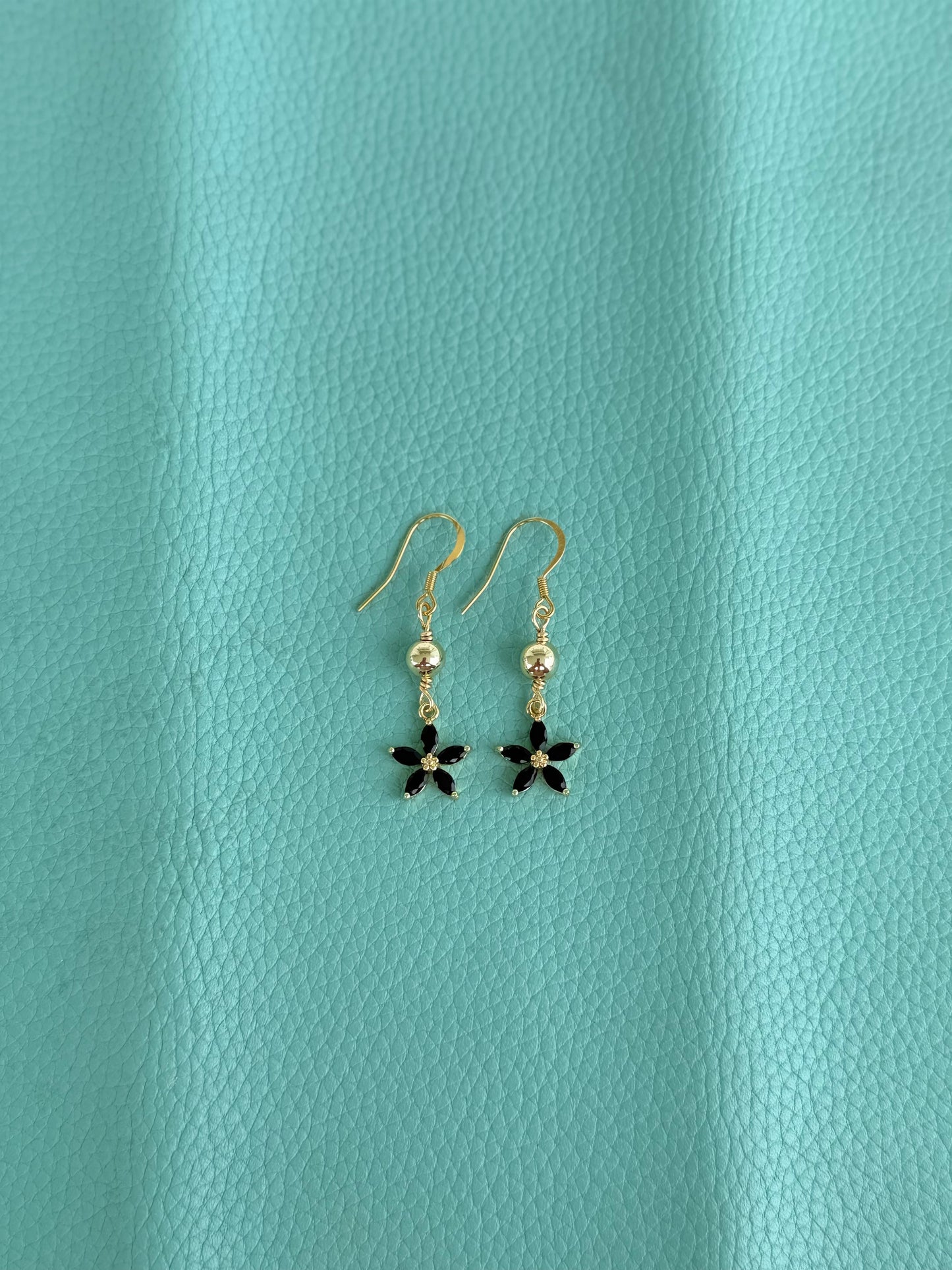 Black flower earrings