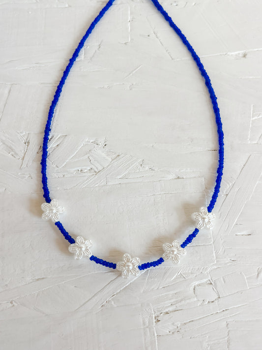 Royal blue flower choker