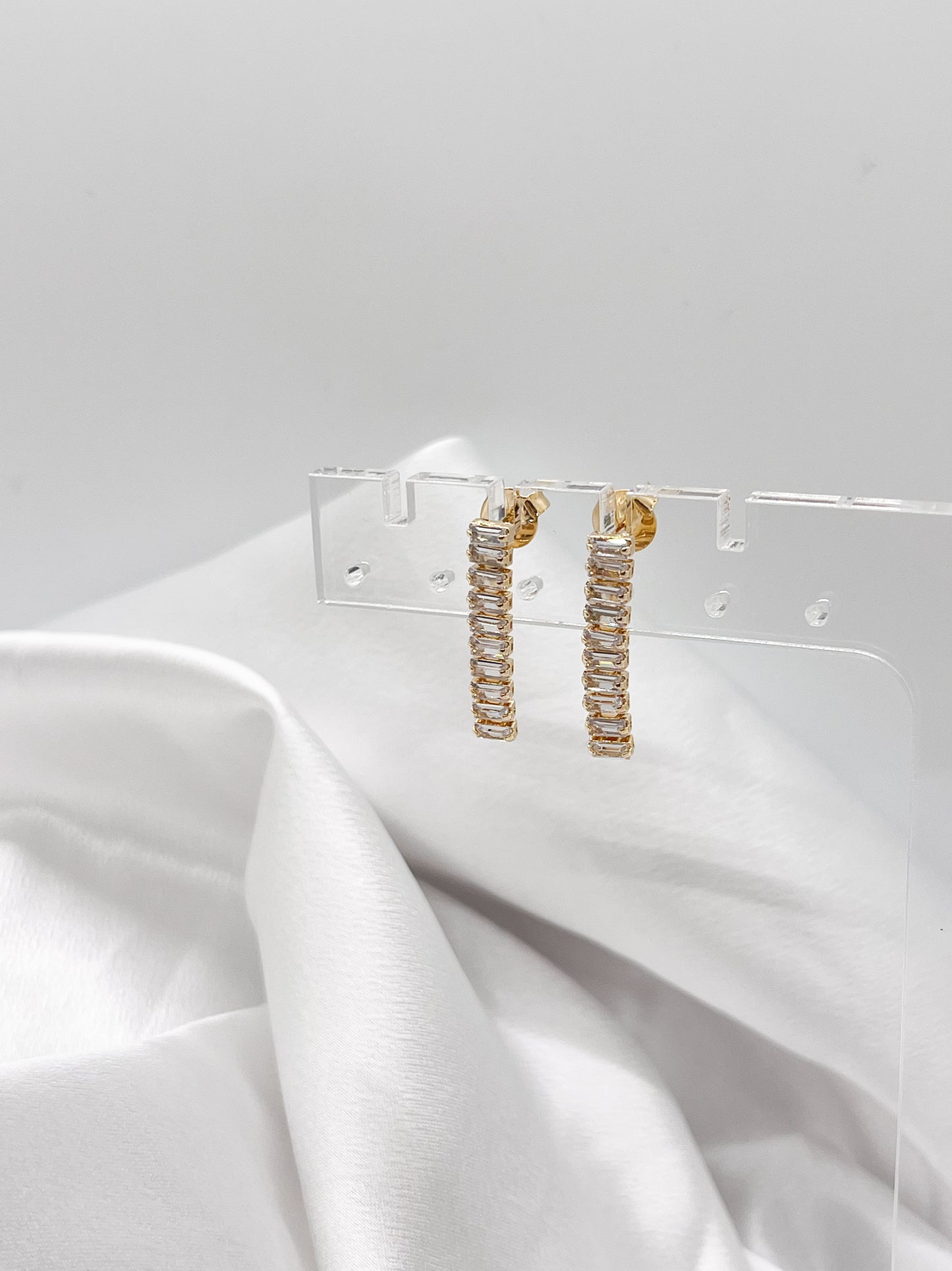 Gold crystal baguette earrings