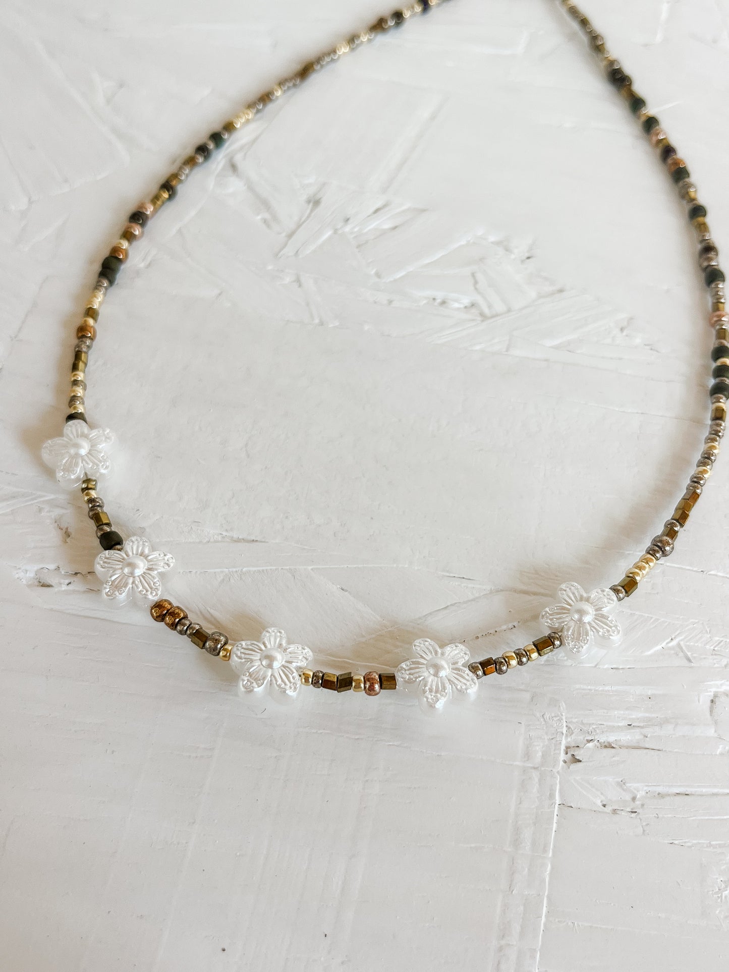 Mixed metals flower choker