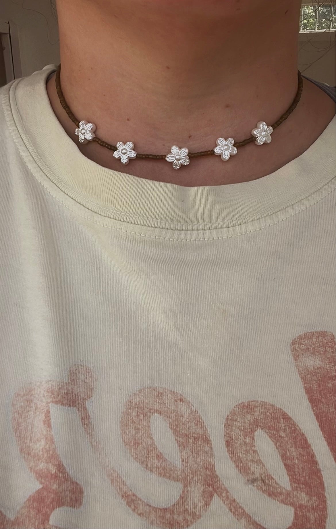 Khaki green flower choker