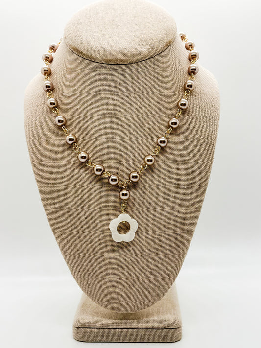 Pearl coated flower necklace