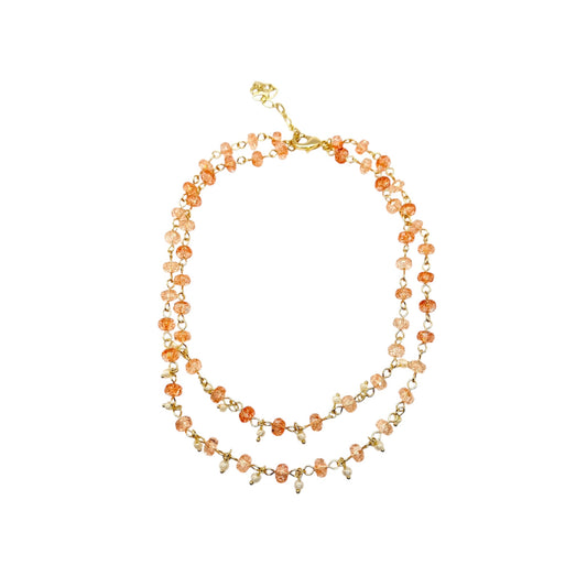 Orange & Gold Dangle Necklace