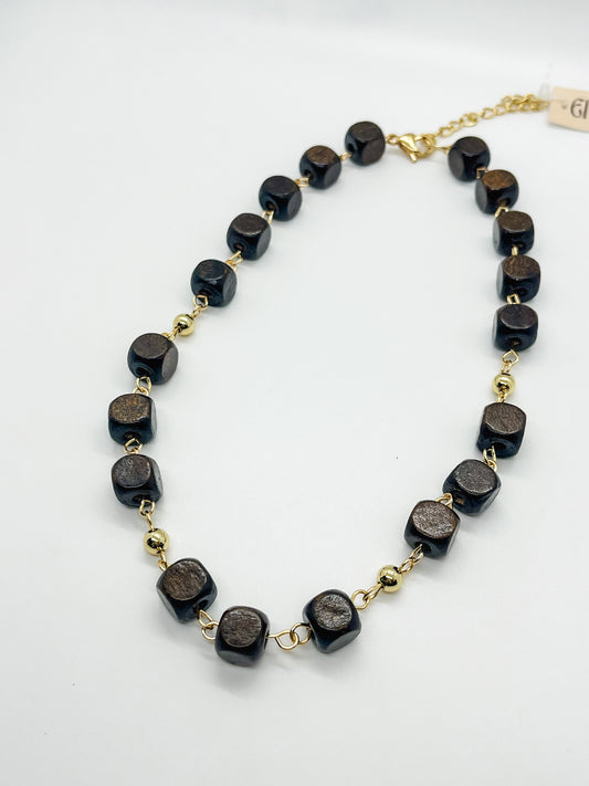 Brown cube necklace