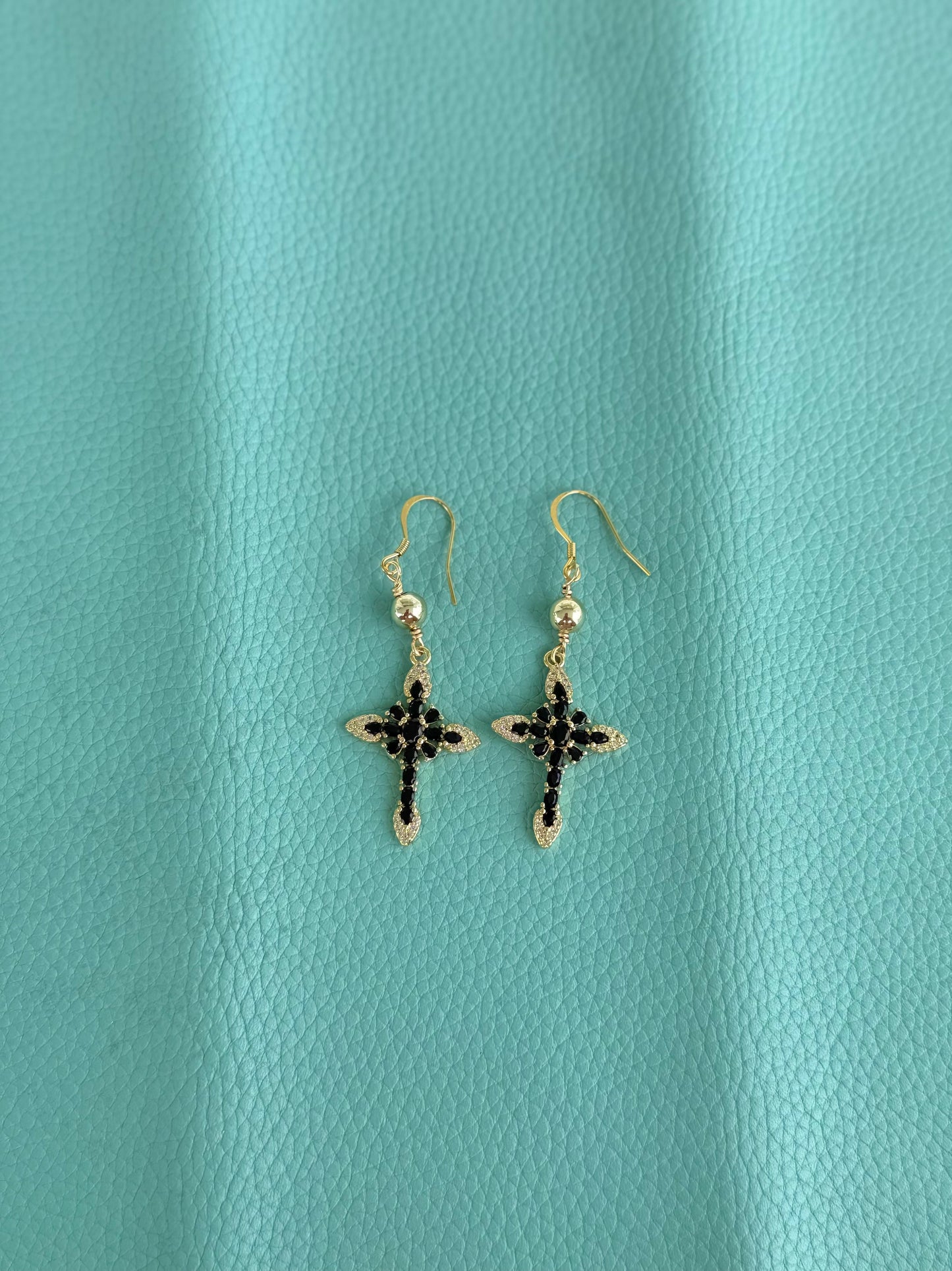 Black cross earrings