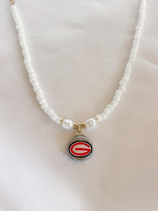 White “G” necklace
