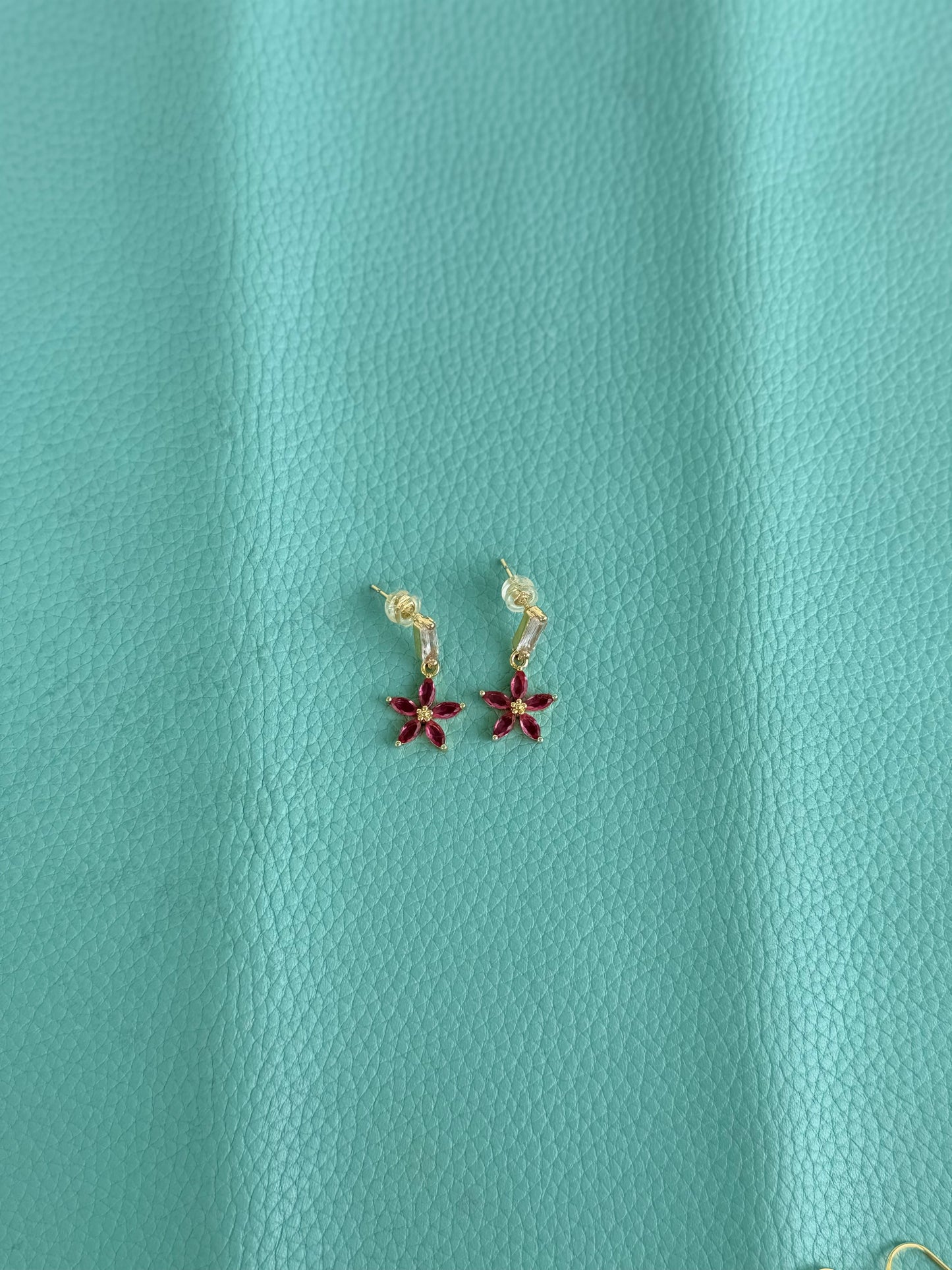 Pink flower earrings