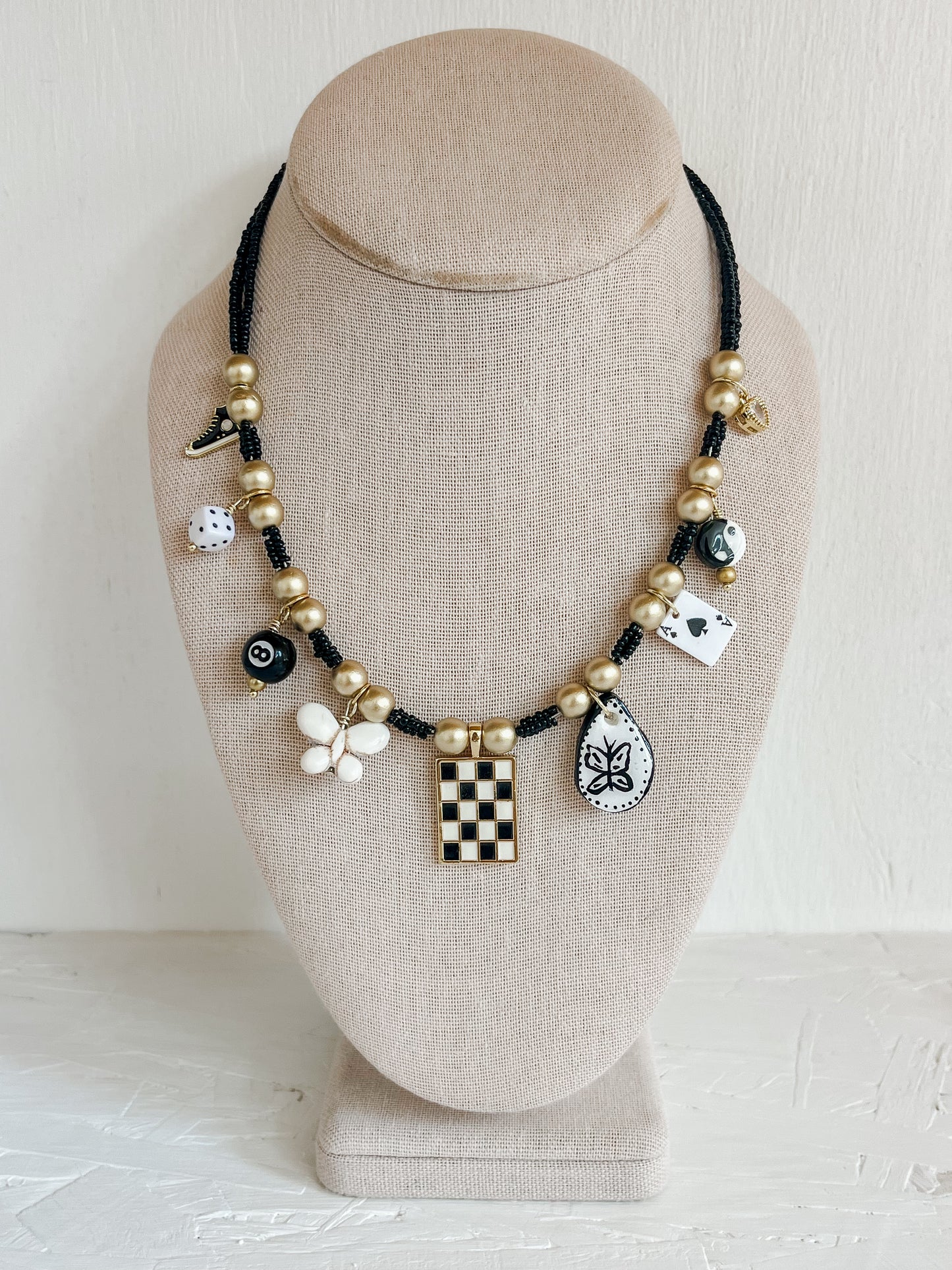 Black charm necklace