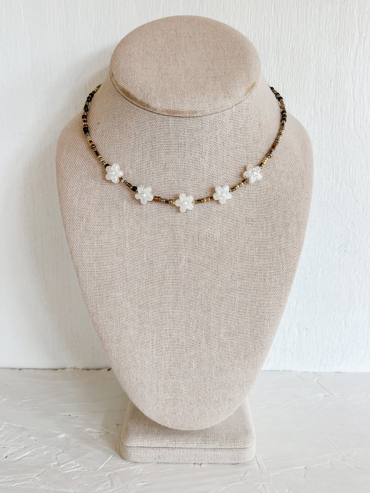 Mixed metals flower choker
