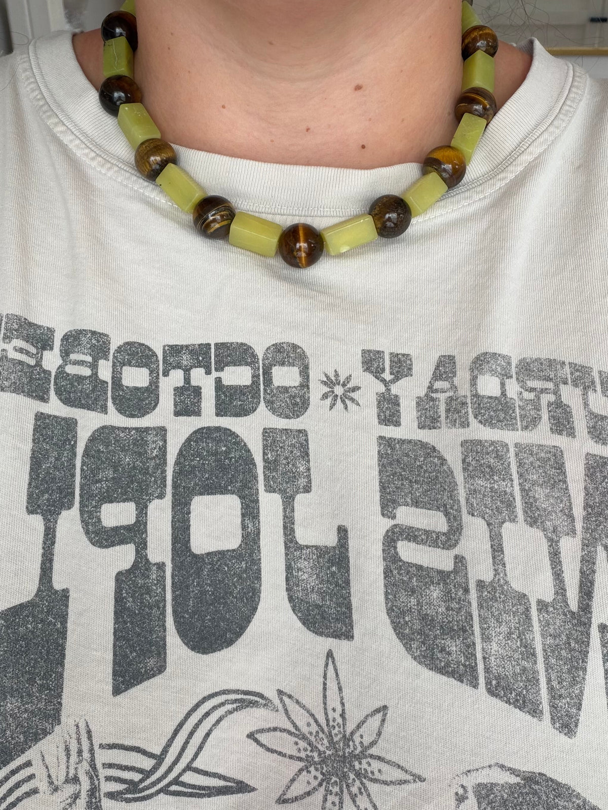 Olive Jade & Tiger Eye Necklace