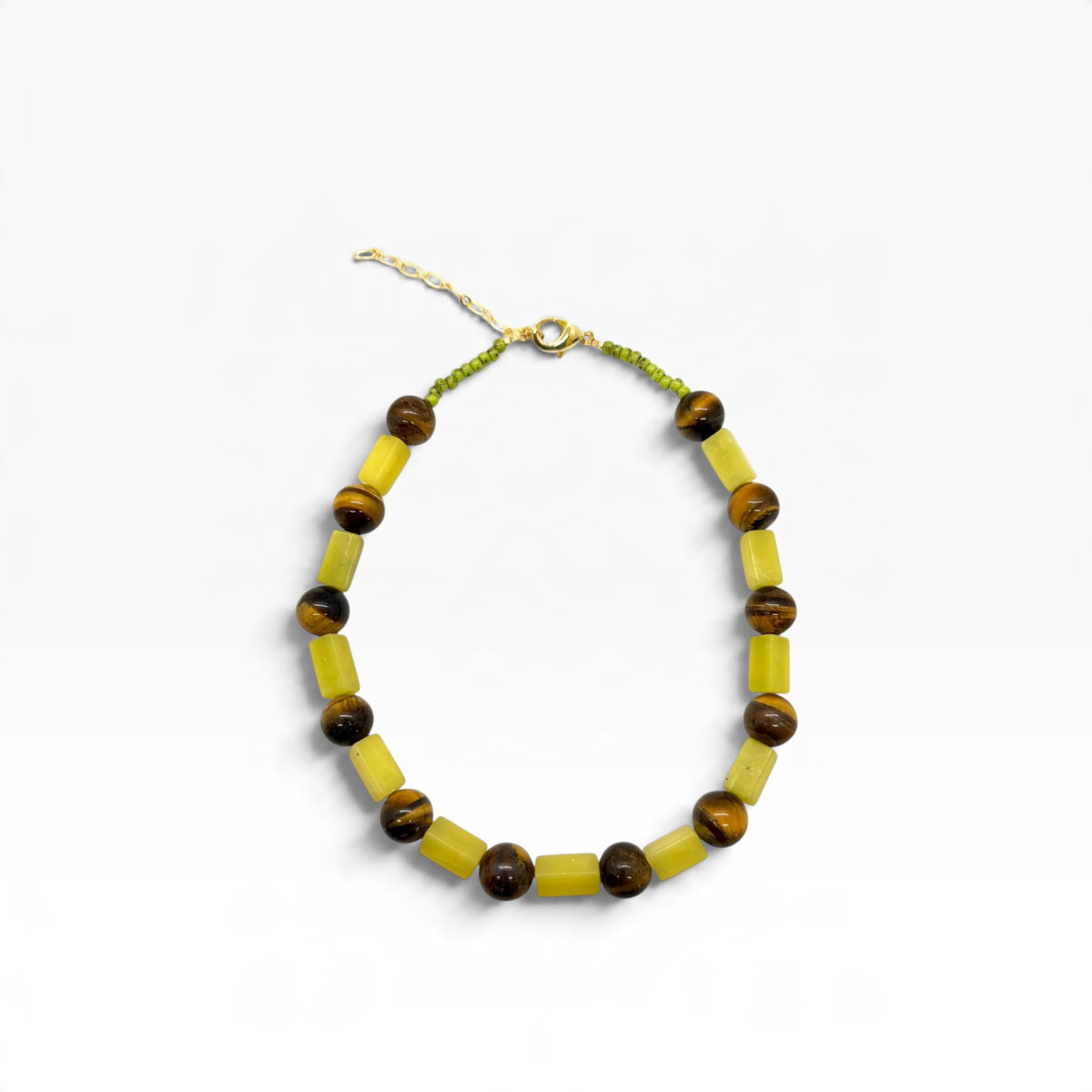 Olive Jade & Tiger Eye Necklace