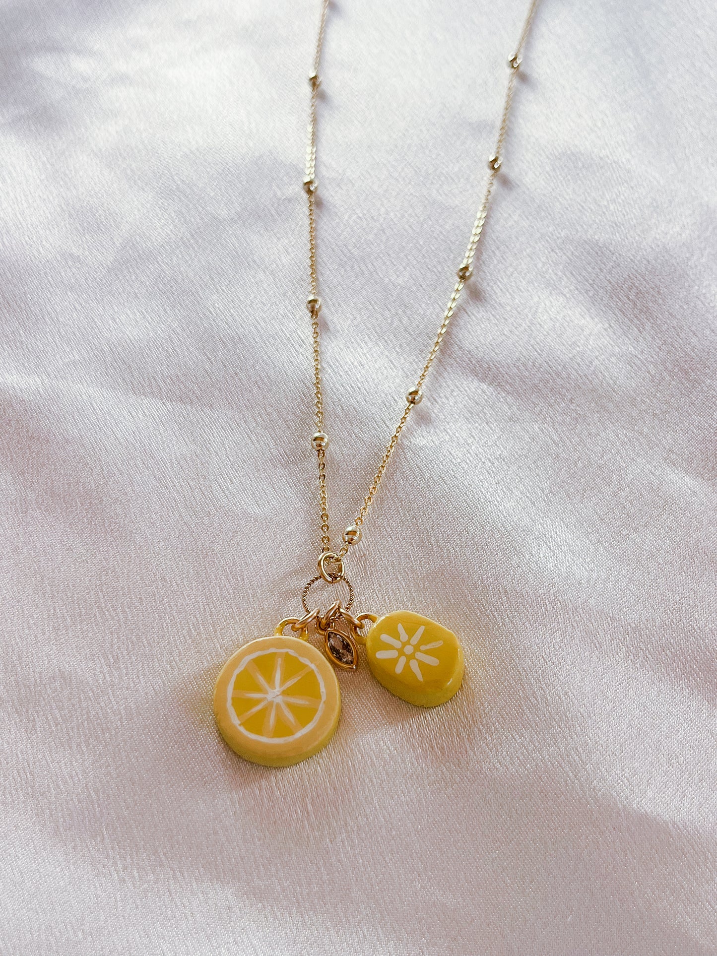 Lemon & flower necklace