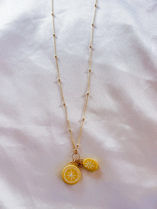 Lemon & flower necklace