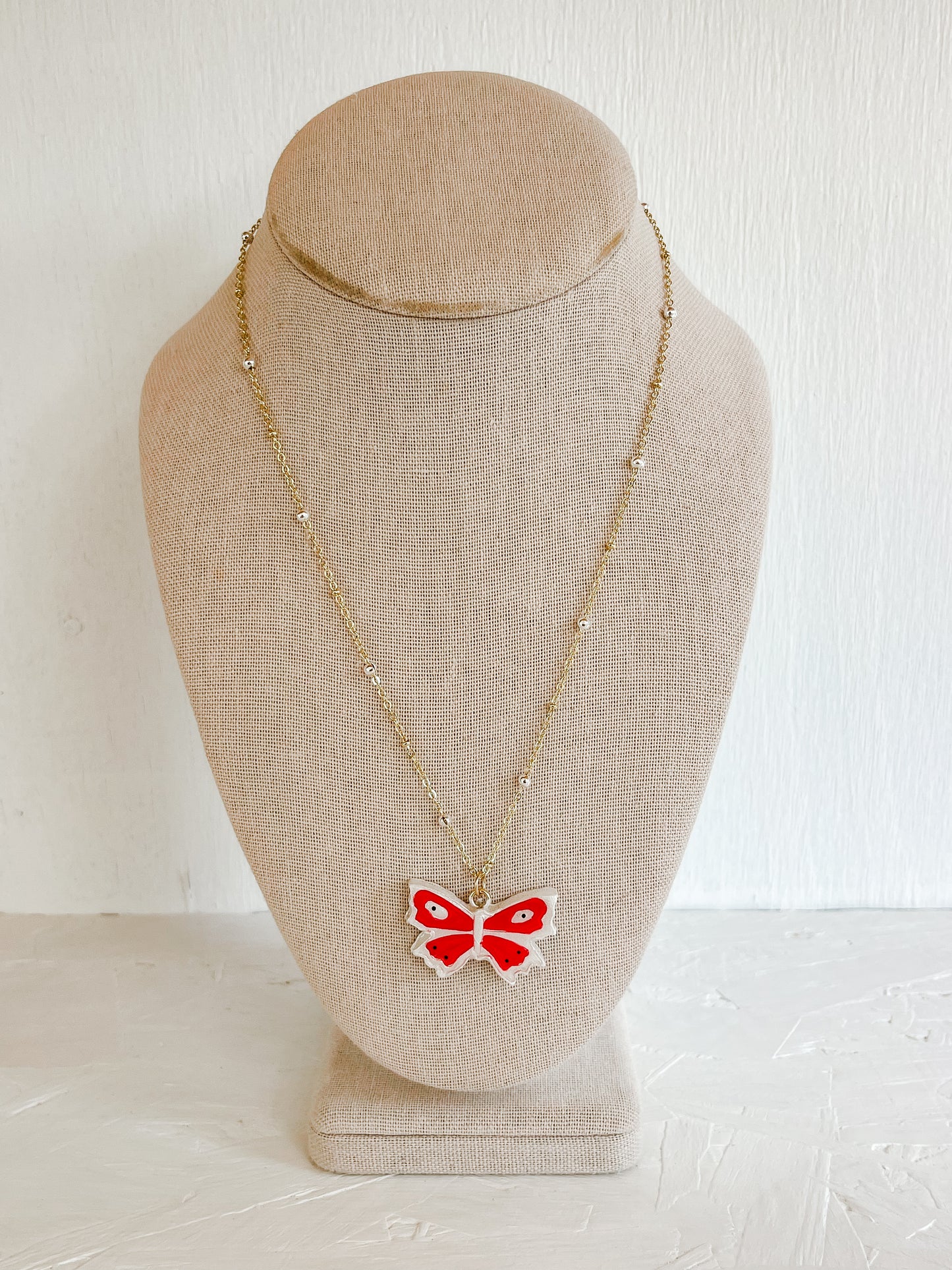Red butterfly necklace