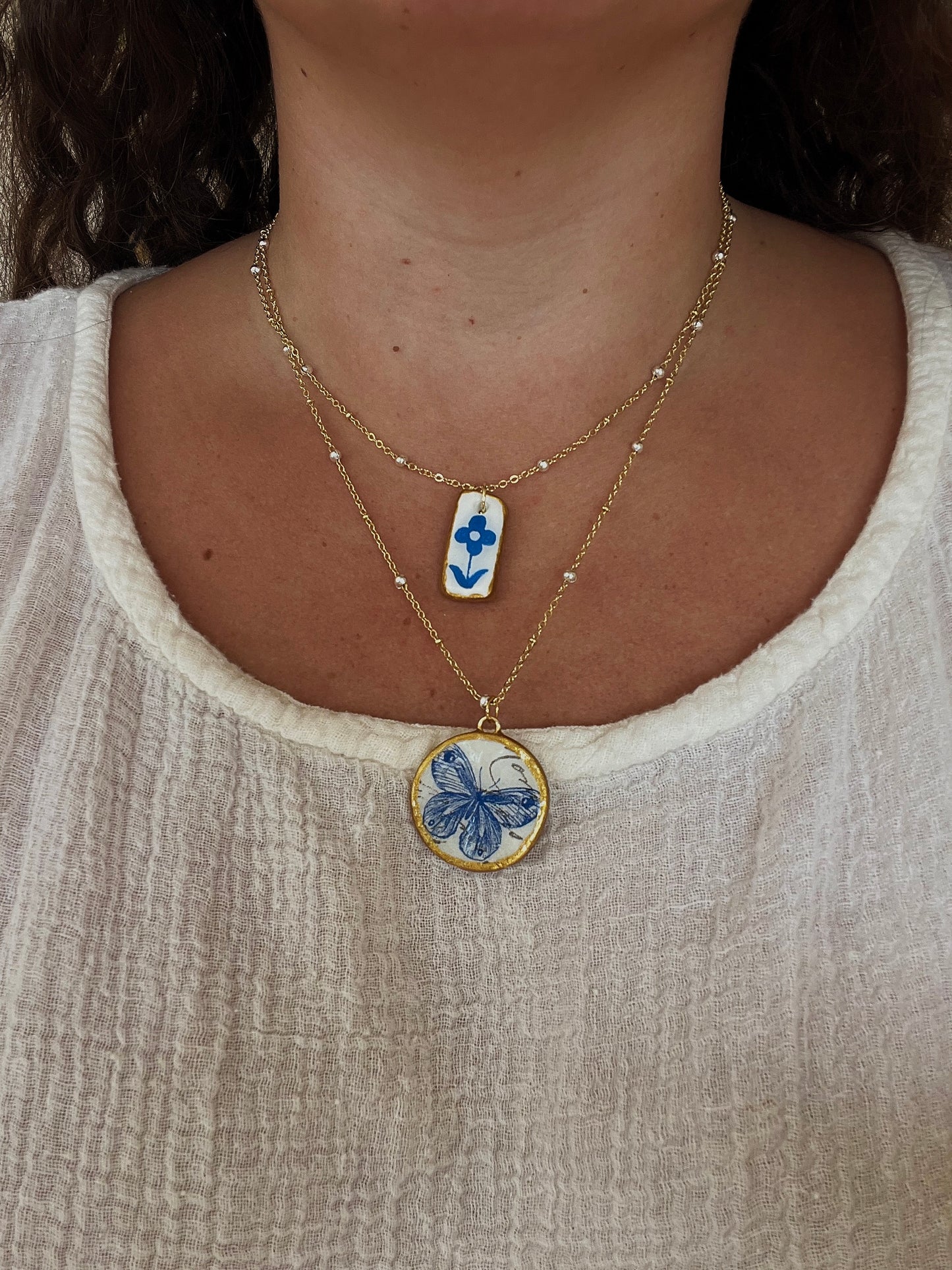 Blue butterfly necklace