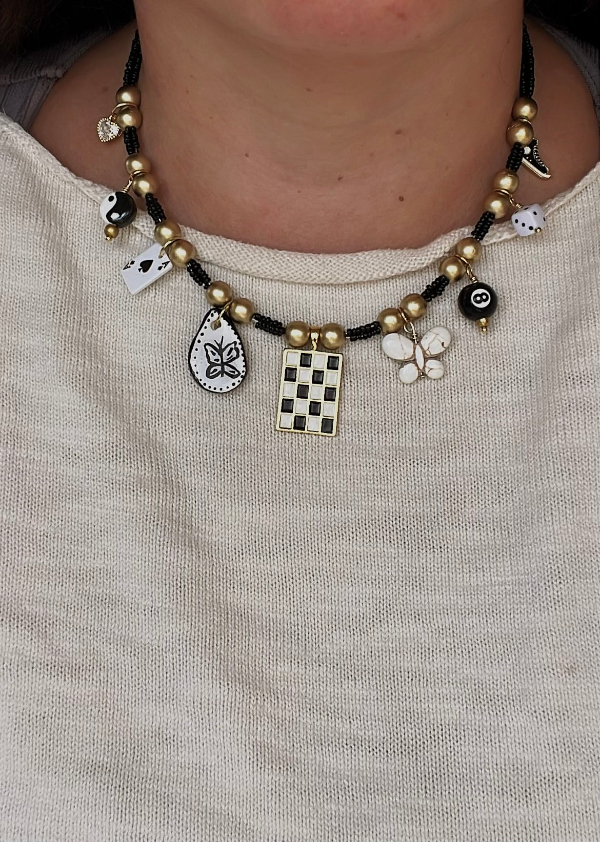Black charm necklace