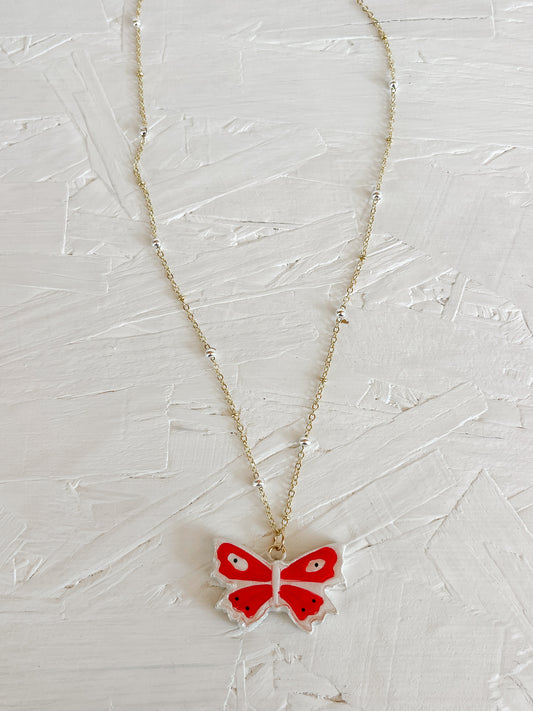 Red butterfly necklace