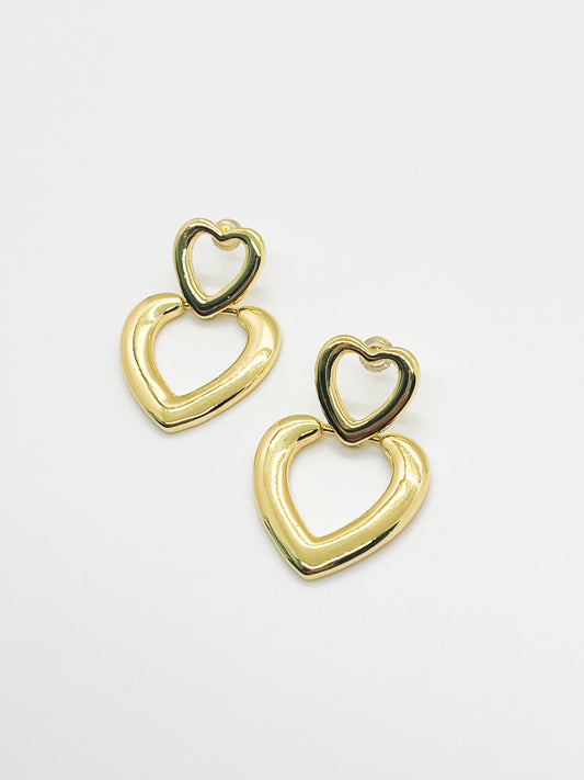 Double heart studs