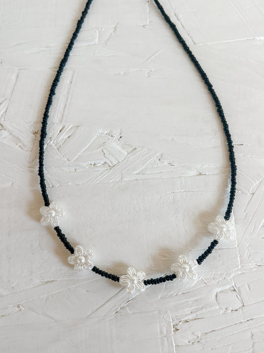 Black flower choker