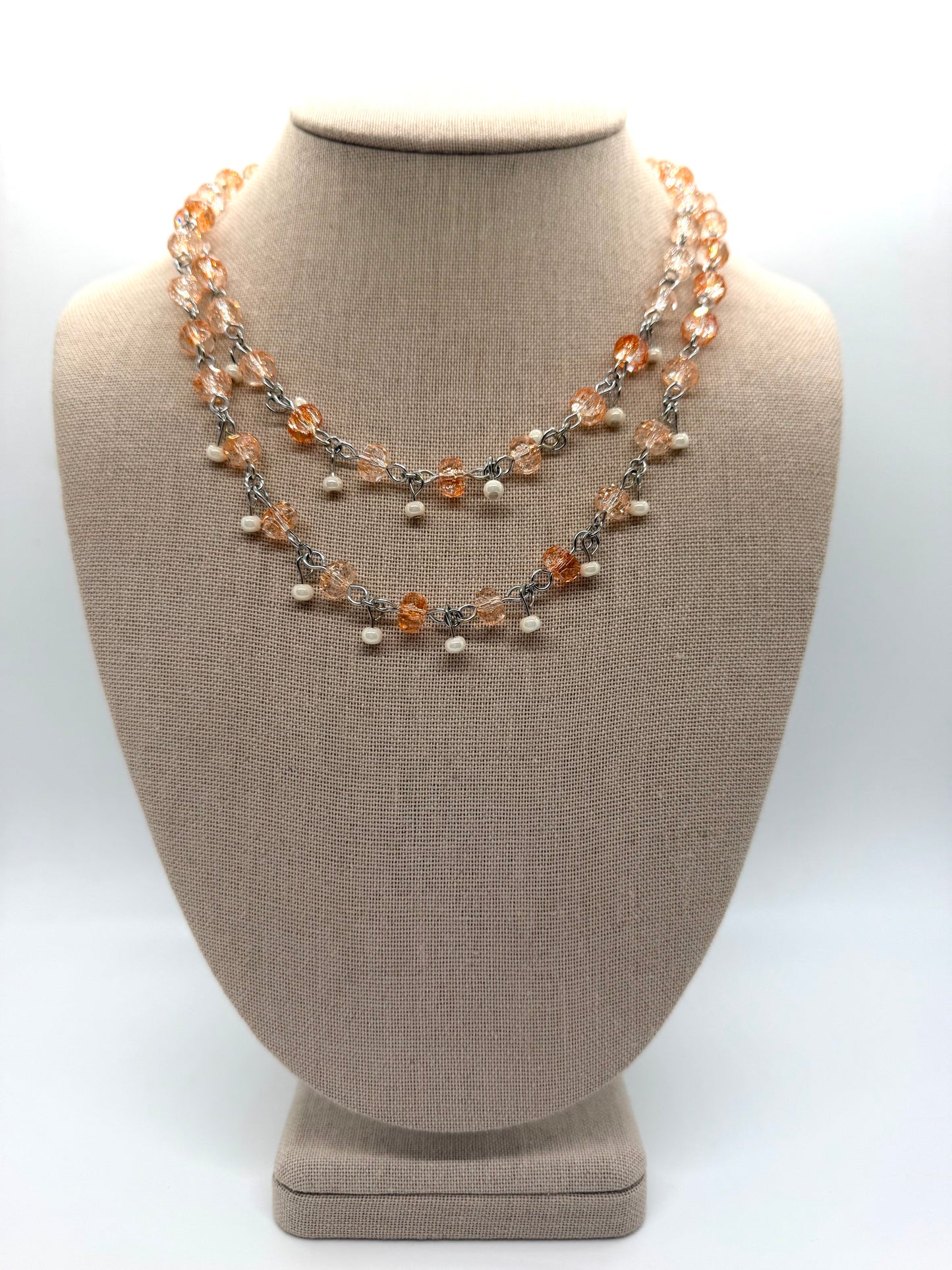 Orange & Silver Dangle Necklace