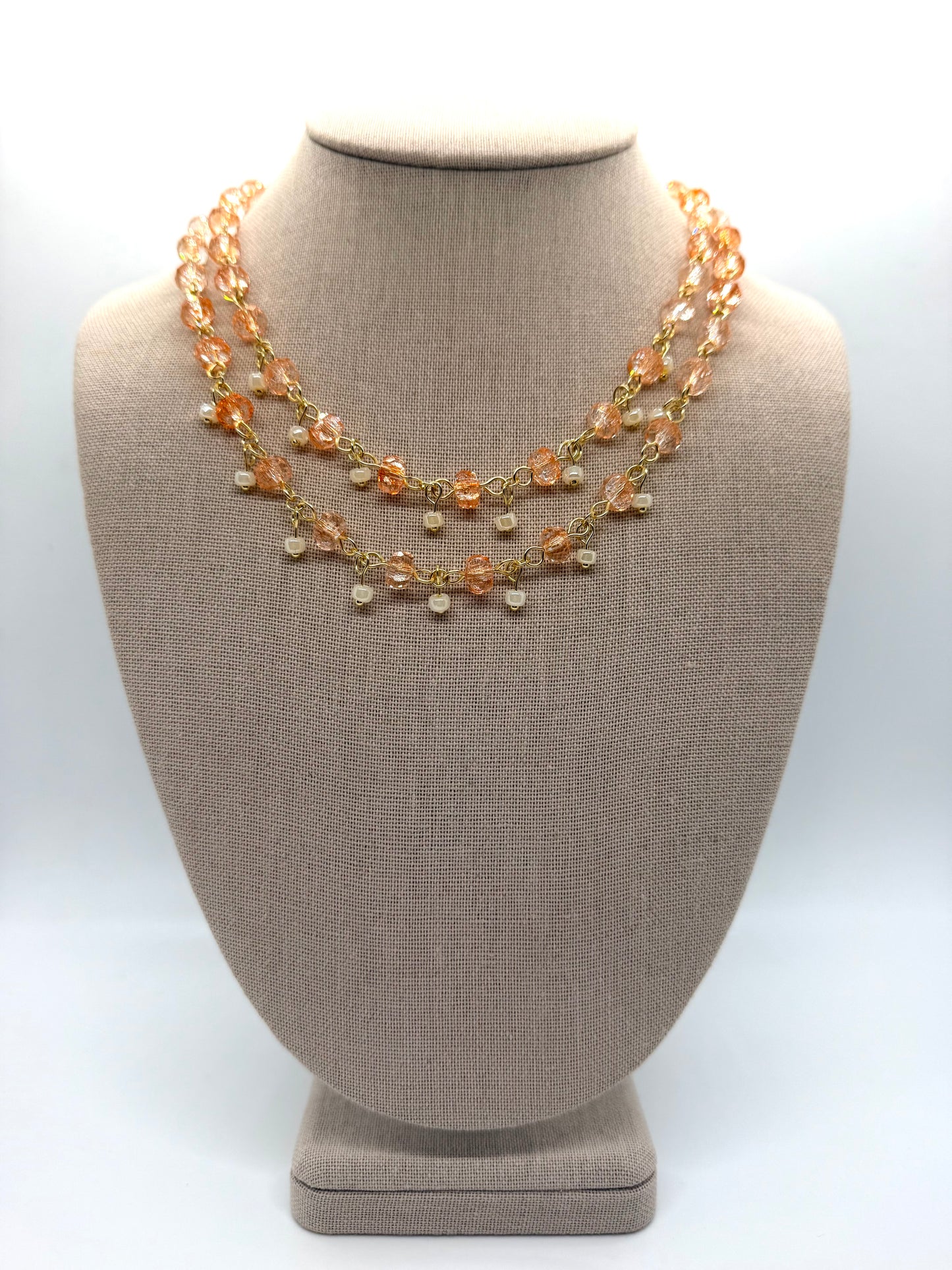Orange & Gold Dangle Necklace
