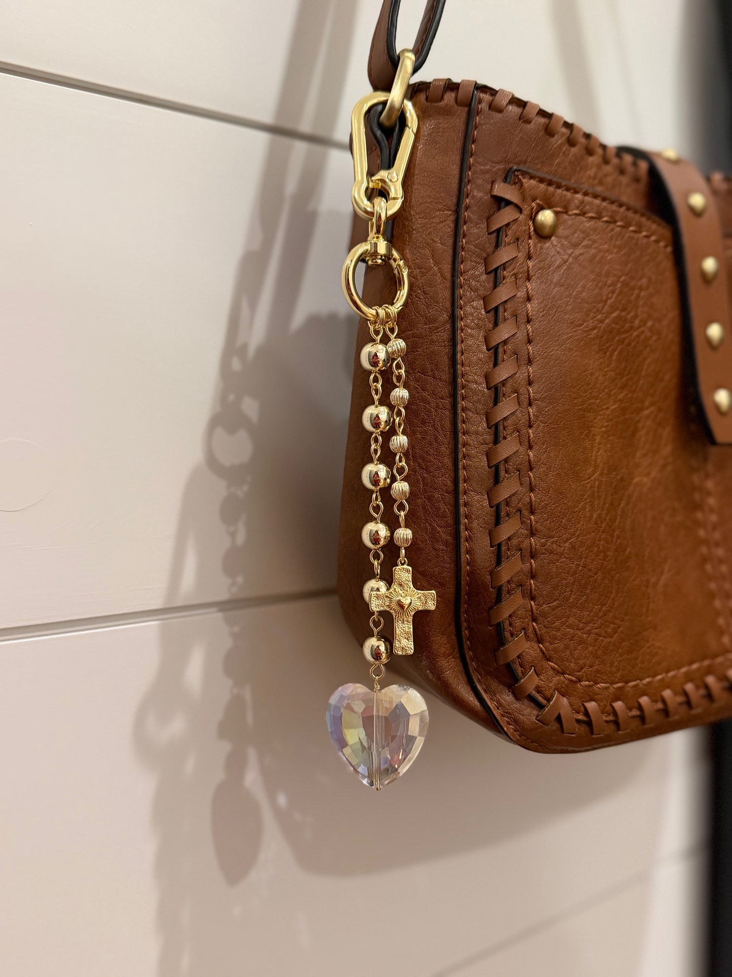 Heart & Cross Bag Charm