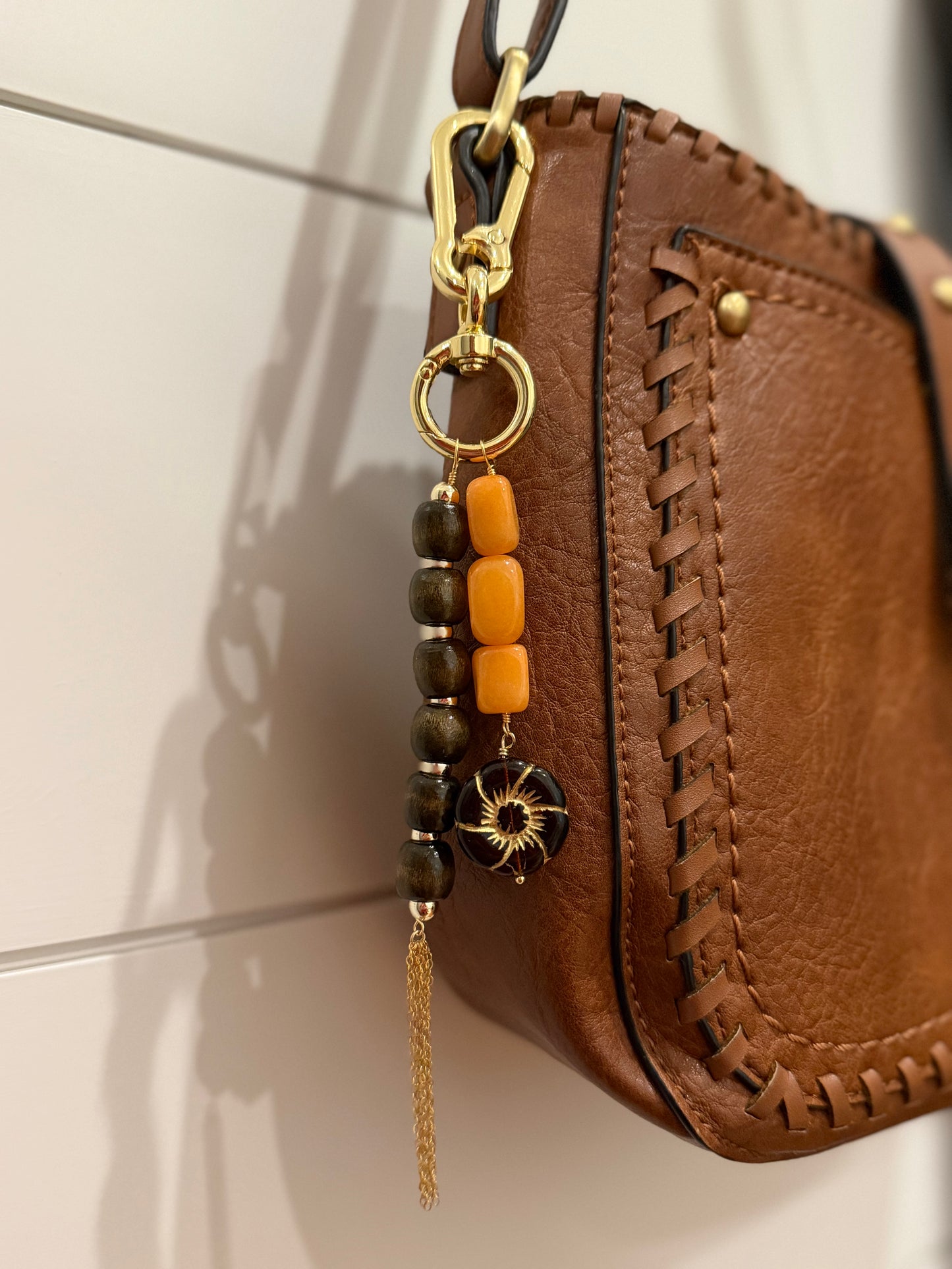 Orange & Brown Bag Charm