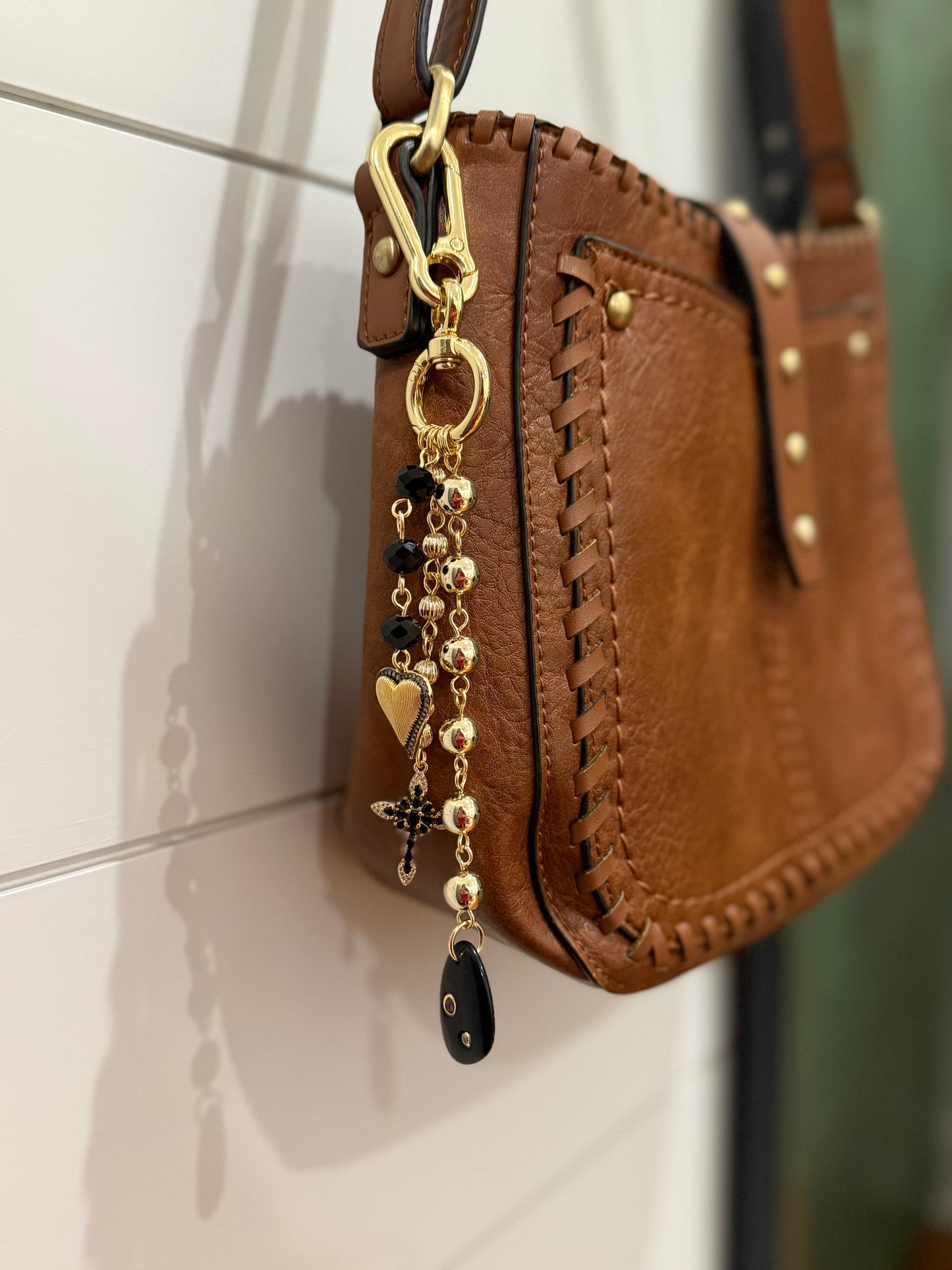 Black Heart & Cross Bag Charm