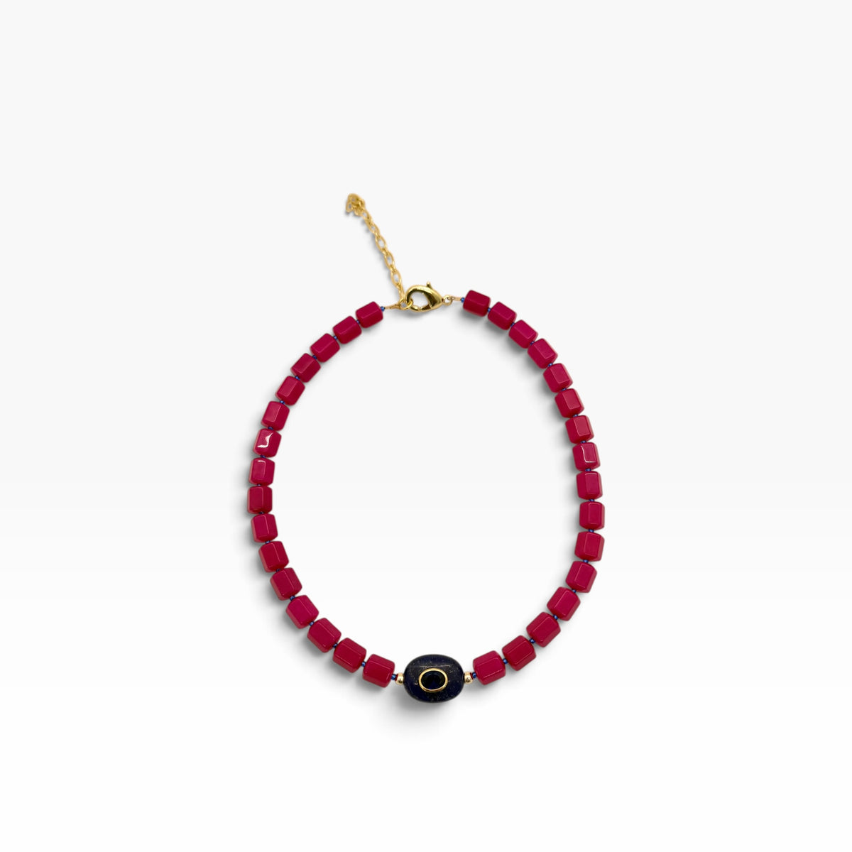 Fuchsia & Blue Stone Necklace
