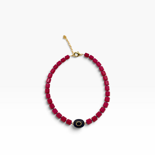 Fuchsia & Blue Stone Necklace