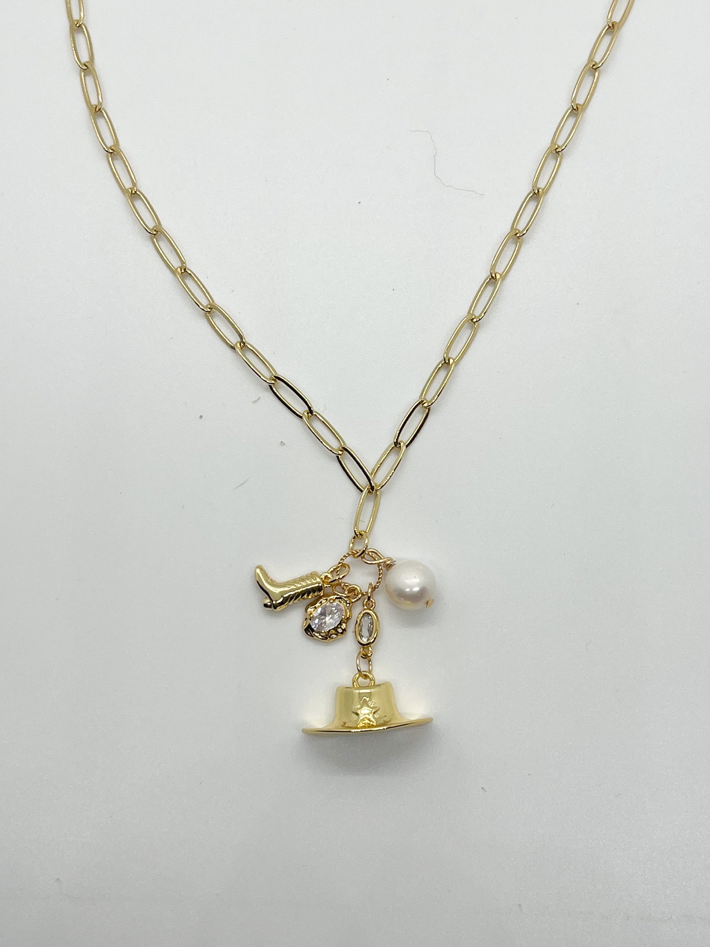 Cowboy hat charm necklace